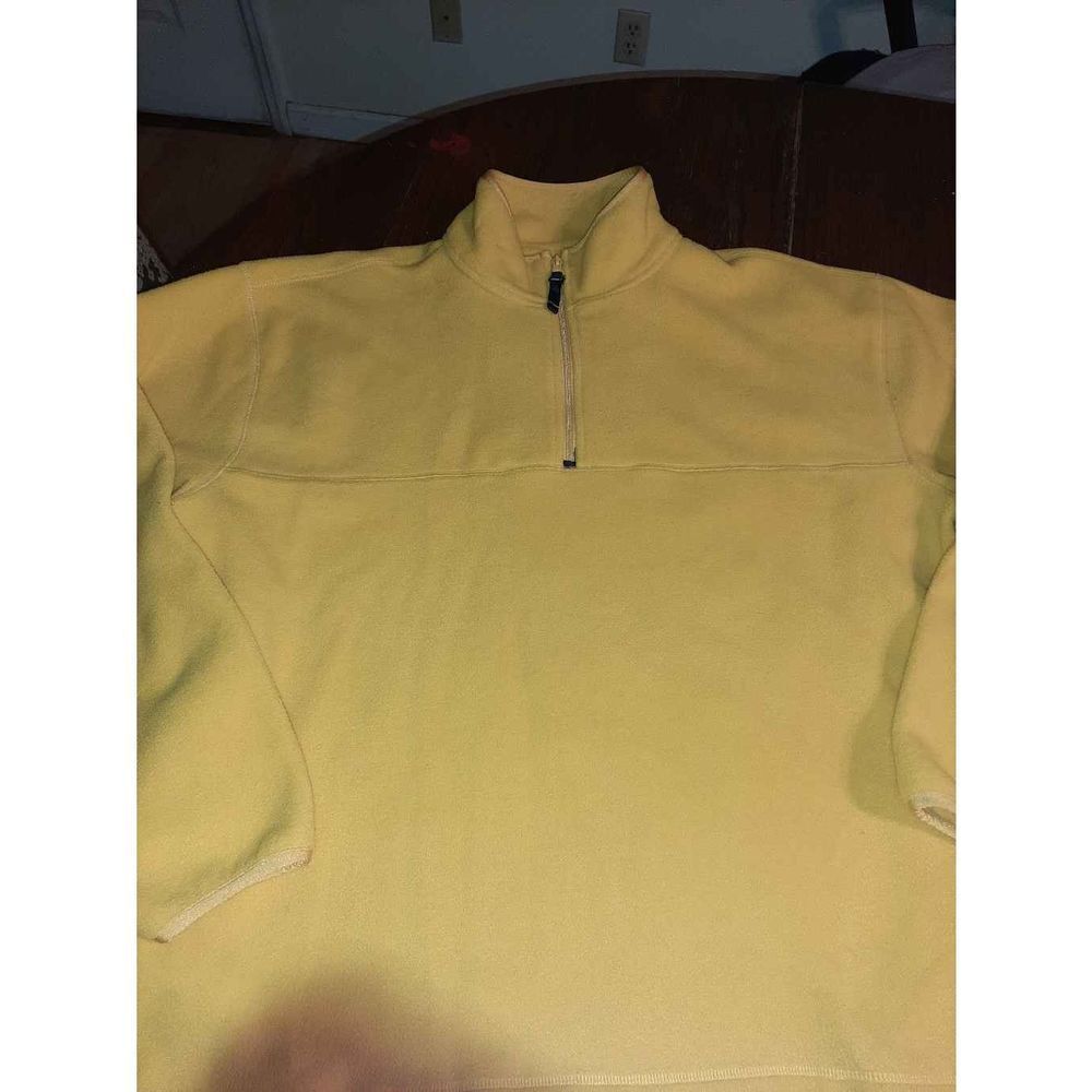 Mens Large Van Heusen Sweater Fleece Yellow 1/4 Zip Heavy Weight Pullover Shirt